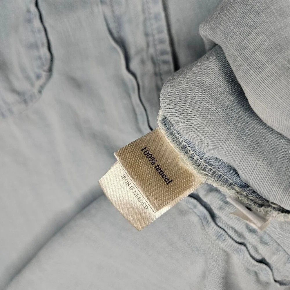 DYLAN Denim Shirt Women's Size Small Roll Up sleeves 100% Tencel Light Blue - Picture 8 of 8